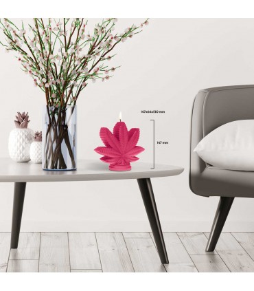 BOUGIE FEUILLE ROSE 25H 14.7X6X13 C2