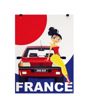 AFFICHE VOITURE P205 FRANCE 30X40