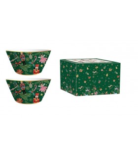 SET 2 BOLS 14CM PORCELAINE CHRISTMAS SPIRIT