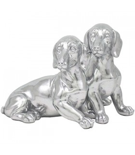 COUPLE CHIEN TECKEL SILVER ART 21X18X17